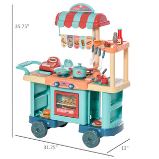 Sunvega Kids Kitchen Food Stand Playset with Play Food and Cashier Register for Ages 3-6