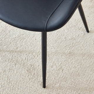 Sunvega Light Gray Artificial Leather Dining Chair with Curved Widened Cushion Design