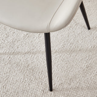 Sunvega Light Gray Artificial Leather Dining Chair with Curved Widened Cushion Design