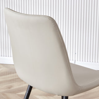 Sunvega Light Gray Artificial Leather Dining Chair with Curved Widened Cushion Design