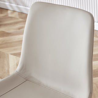 Sunvega Light Gray Artificial Leather Dining Chair with Curved Widened Cushion Design