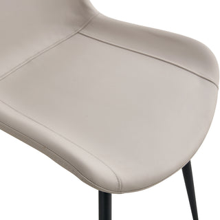 Sunvega Light Gray Artificial Leather Dining Chair with Curved Widened Cushion Design