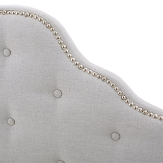 Sunvega Modern Button Tufted Upholstered Headboard with Nailhead Trim and Adjustable Legs