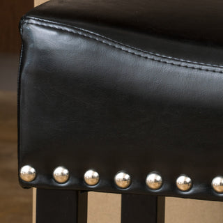 Sunvega Brown Bonded Leather Saddle Seat Backless Counter Stools Set of 2