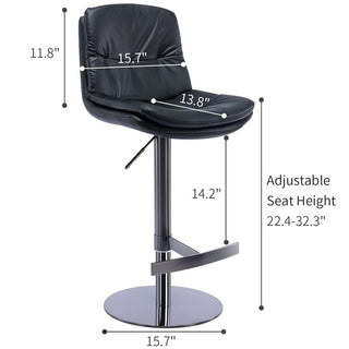 Sunvega Adjustable Height Swivel Barstool with Nappa Leather Seat for Kitchen Counter
