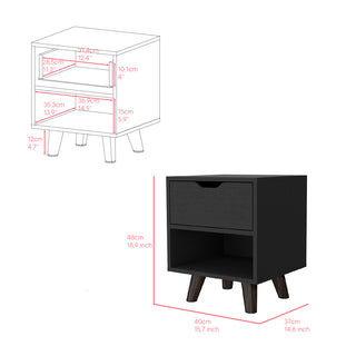 Sunvega Nightstand with Roomy Drawer and Generous Display Shelf for Bedroom