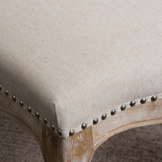 Sunvega Upholstered Dining Chairs with Button Tufting and Weathered Wood Legs Set of 2