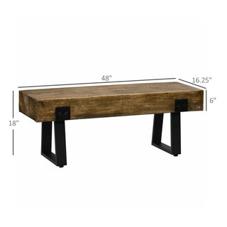 Sunvega Rustic Wood Effect Concrete Garden Bench with Metal Legs for Patio and Indoor Use