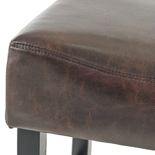 Sunvega 30-Inch Brown Faux Leather Backless Bar Stool with Sturdy Rubberwood Legs
