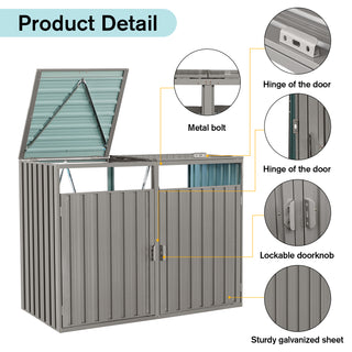 Sunvega Metal Garbage Bin Shed with Galvanized Steel for Outdoor Garden Storage