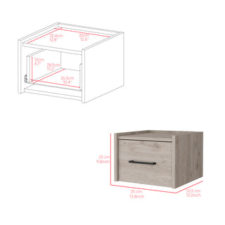 Sunvega Light Gray Floating Nightstand with Accessible Storage Drawer for Bedroom