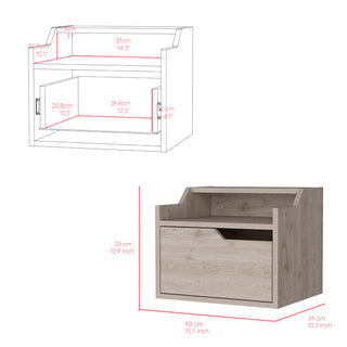 Sunvega Floating Nightstand with Dual-Tier Surface and Spacious Drawer for Bedroom