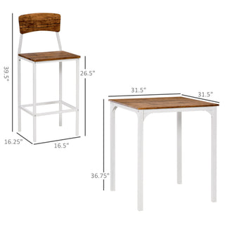 Sunvega Industrial Counter Height Dining Table Set with Stools and Footrests