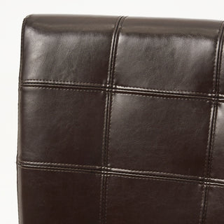 Sunvega Brown Bonded Leather Tufted Back Dining Chairs Set of 2 for Modern Dining