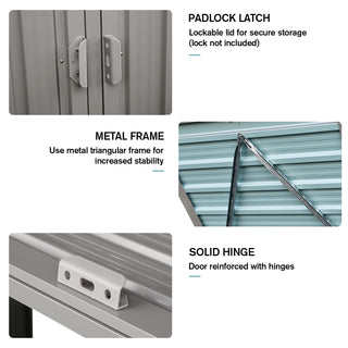 Sunvega Metal Garbage Bin Shed with Galvanized Steel for Outdoor Garden Storage