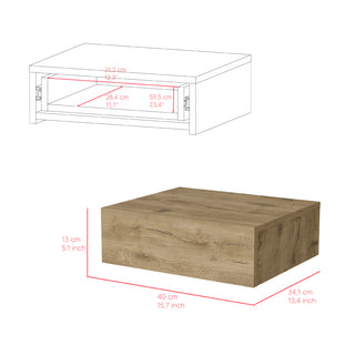 Sunvega Wall Mounted Nightstand with Spacious Surface and Generous Drawer for Bedroom