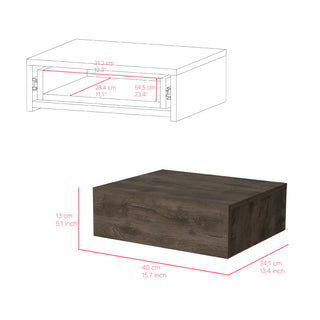 Sunvega Wall Mounted Nightstand with Spacious Surface and Generous Drawer