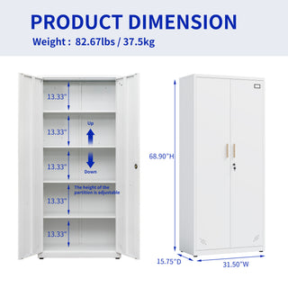 Sunvega High Strength Steel Storage Cabinet with Adjustable Shelves and Doors