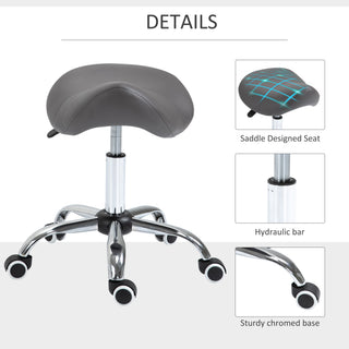 Sunvega Ergonomic Adjustable Height Rolling Saddle Stool with PU Leather Seat