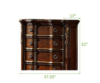 Sunvega Dark Walnut Wood Chest with Five Spacious Drawers for Traditional Style