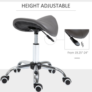 Sunvega Ergonomic Adjustable Height Rolling Saddle Stool with PU Leather Seat