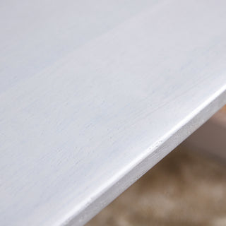 Sunvega Chinese Style White Solid Wood and Imitation Rattan Rectangular Coffee Table