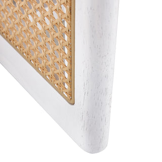 Sunvega Chinese Style White Solid Wood and Imitation Rattan Rectangular Coffee Table