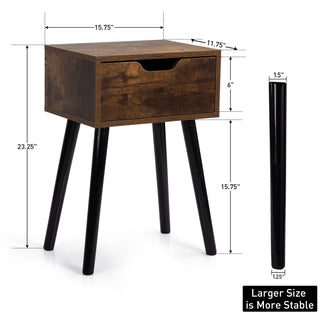 Sunvega Mid Century Wood End Table with Storage Drawer for Bedroom Living Room