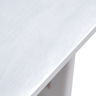 Sunvega Chinese Style White Solid Wood and Imitation Rattan Rectangular Coffee Table