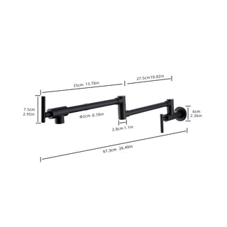 Sunvega Brass Wall Mounted Pot Filler Faucet with Stretchable Double Joint Swing Arms