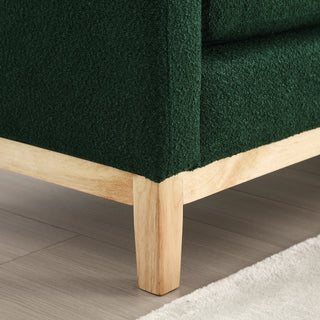 Sunvega Upholstered Bench with Wood Legs, Bolster Pillows for Bedroom, Living Room, Green
