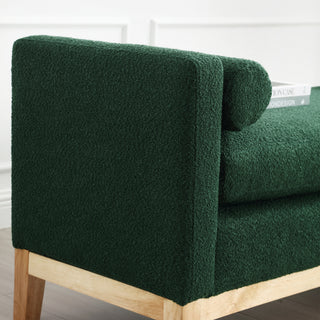 Sunvega Upholstered Bench with Wood Legs, Bolster Pillows for Bedroom, Living Room, Green