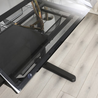 Sunvega Adjustable Height Drafting Table with Tiltable Tempered Glass Top and Stool