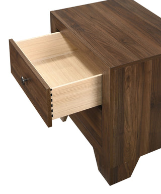 Sunvega Brown Cherry Finish Contemporary Fabric Panel Bed in One Box