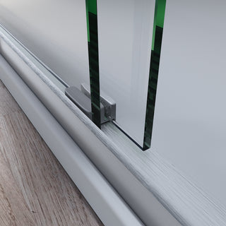 Sunvega Adjustable Semi Frameless Sliding Shower Door with Clear Tempered Glass