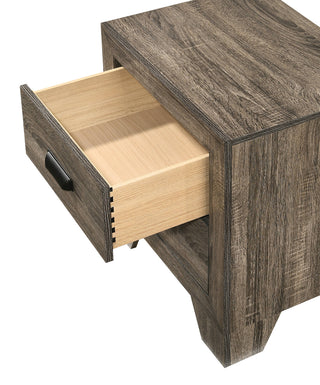 Sunvega Brown Cherry Finish Contemporary Fabric Panel Bed in One Box