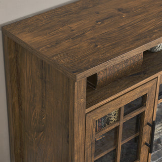 Sunvega Reclaimed Barnwood 55 inch TV Media Stand with Electric Fireplace Heater