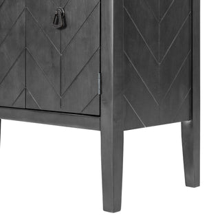 Sunvega Adjustable Shelf Storage Sideboard with Retro Metal Handles and Pinewood Legs