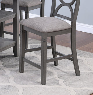 Sunvega Contemporary Round Dining Table with Storage Shelves and 4 Gray Chairs