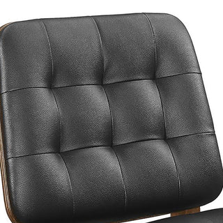 Sunvega Black and Natural Walnut Tufted Back Side Chairs with Leatherette Cushions