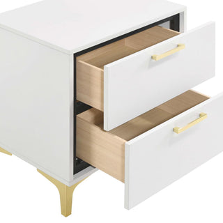 Sunvega Black and Gold 2-Drawer Nightstand with Spacious Storage and Metallic Accents