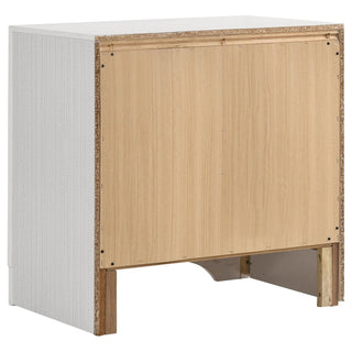Sunvega White 2-Drawer Nightstand with Rhinestone Pulls and Hidden Jewelry Tray