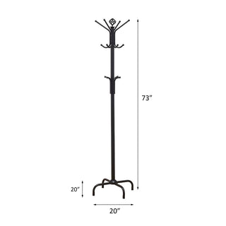 Sunvega Black Metal Coat Rack with Three Tiers of Hooks for Entryways and Mudrooms