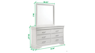 Sunvega Modern 6 Drawer Dresser with Wood Finish and Slat System for Bedroom