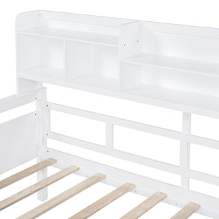 Sunvega Twin Size Daybed with Wood Slat Support, Bedside Shelf, and Two Drawers