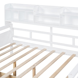 Sunvega Twin Size Daybed with Wood Slat Support, Bedside Shelf, and Two Drawers