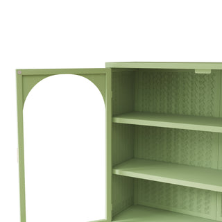 Sunvega Modern Two-Door Wall Cabinet with Three-Tier Storage for Living Room