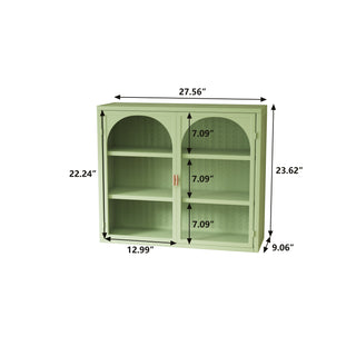 Sunvega Modern Two-Door Wall Cabinet with Three-Tier Storage for Living Room
