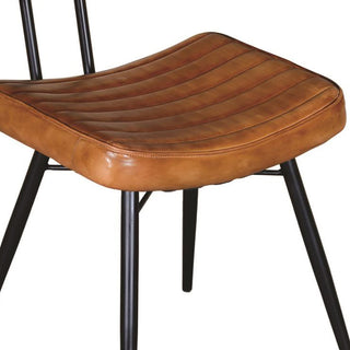 Sunvega Tufted Side Chairs with Goat Leather Upholstery and Padded Cushions