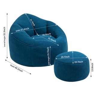 Sunvega High Pressure Foam Bean Bag Sofa Chair with Padded Footrest for Living Room